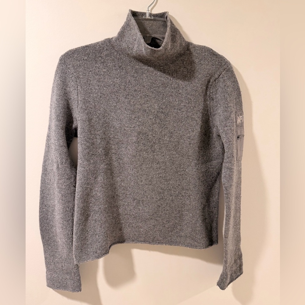 VTG 2000s Abercrombie & Fitch Lambswool Blend Gray Turtleneck Cargo Sweater